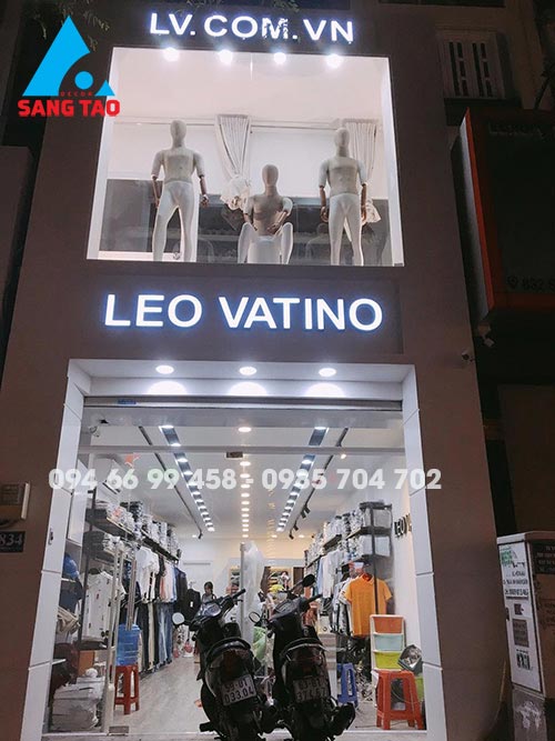 Thiết kế thi công bảng hiệu cửa hàng thời trang nam Leovatino tại Quang Trung Gò Vấp