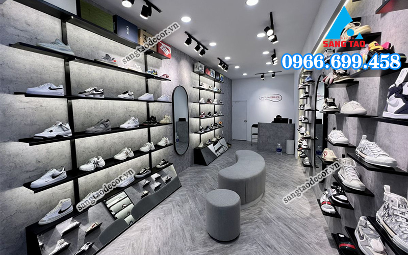 thi công shop giày dép diện tích nhỏ