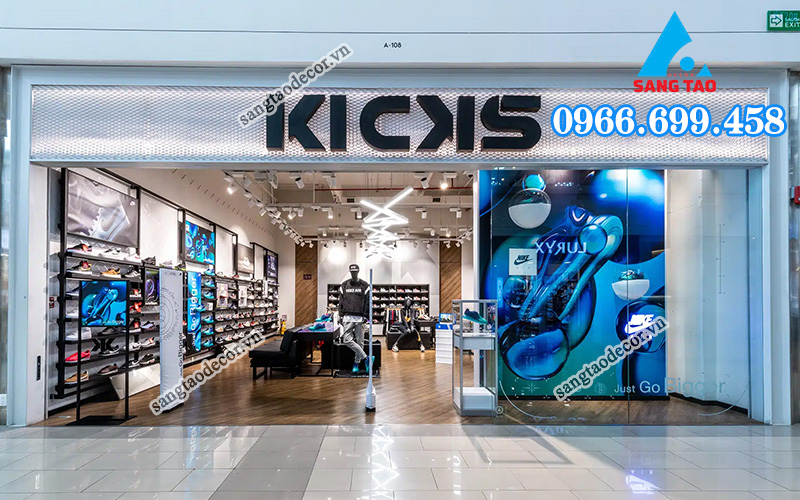 thi công shop giày trong trung tâm thương mại