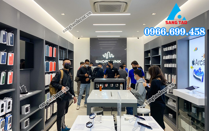 ánh sáng rất quan trọng trong thiết kế shop điện thoại