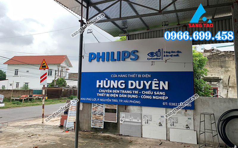 dự án bảng hiệu Hùng Duyên Philips do Sáng Tạo Decor thiết kế thi công