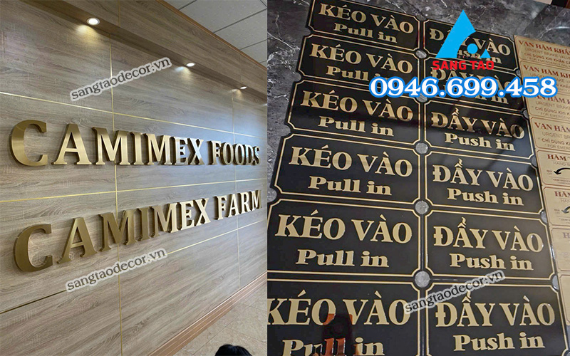 Hình ảnh các ứng dụng khác nhau của chữ inox: backdrop lễ tân