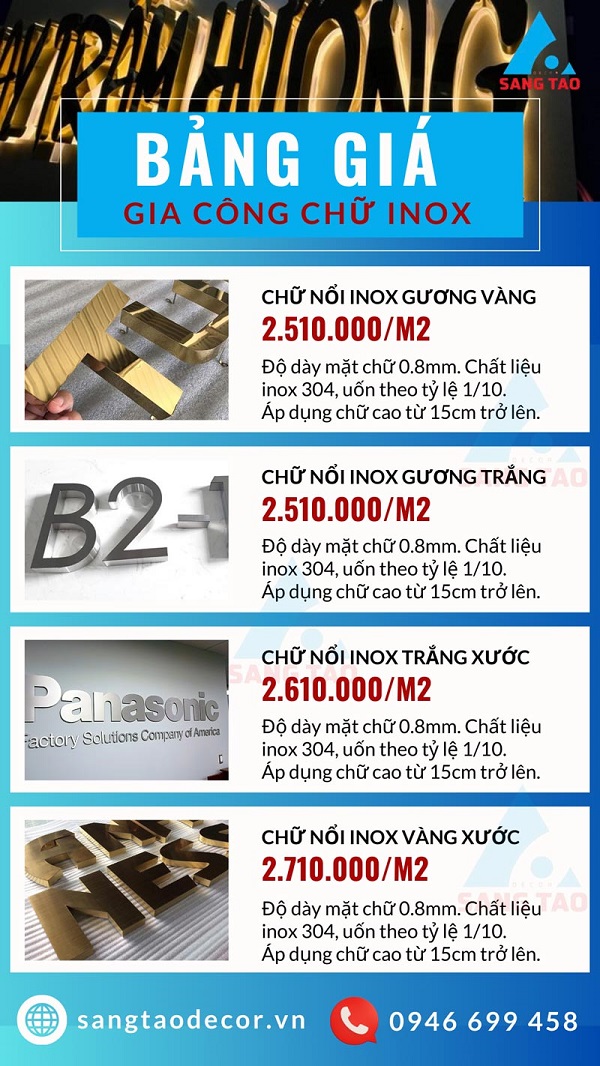 gia công chữ inox