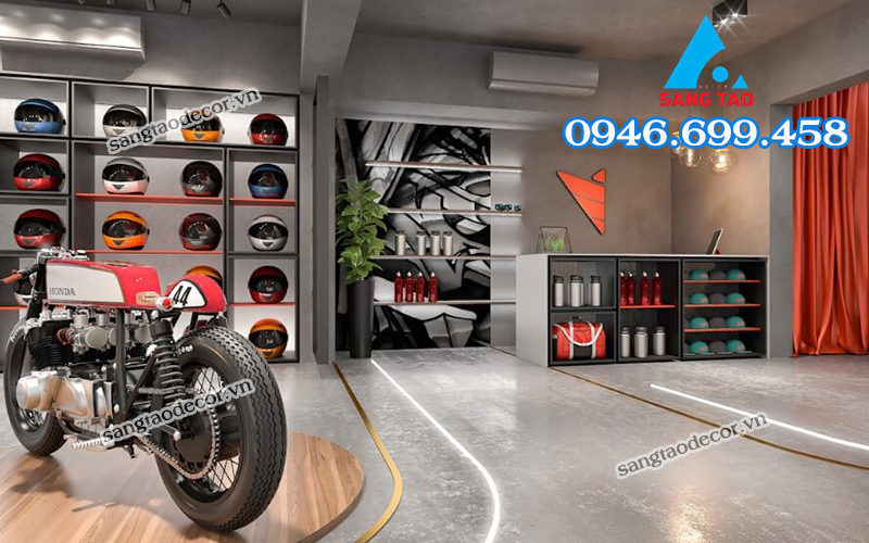 Mẫu thiết kế showroom phụ tùng xe máy