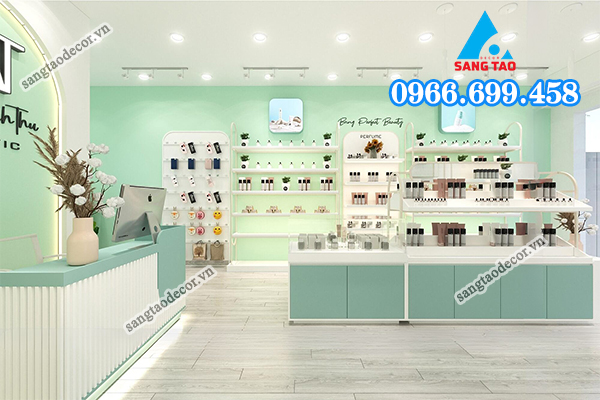 mẫu thiết kế thi công shop mỹ phẩm hiện đại