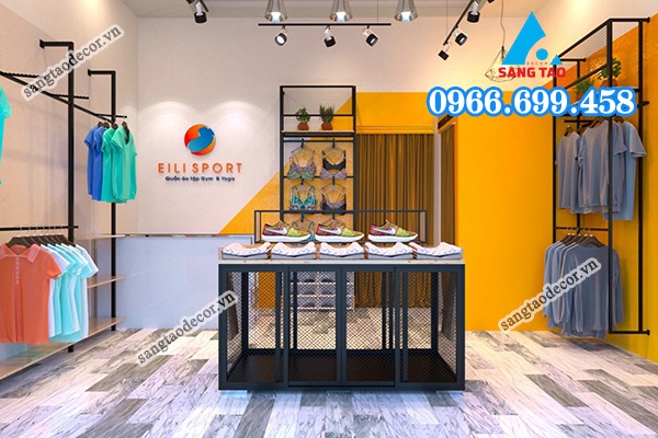 mẫu thiết kế shop quần áo thể thao