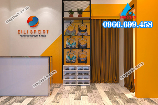 Mẫu thiết kế shop quần áo tập gym và yoga