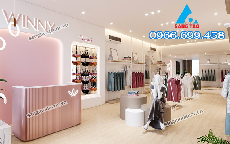 Mẫu thiết kế showroom thời trang phong cách hiện đại, sang trọng.