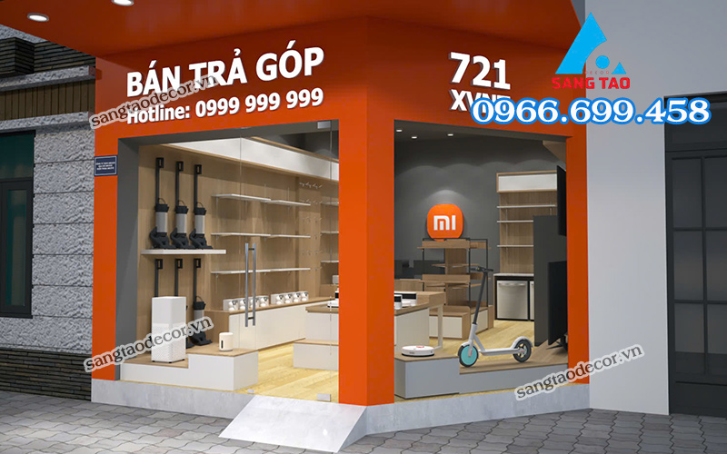 Hình ảnh thực tế dự án thi công trọn gói showroom Bigmi tại Xô Viết Nghệ Tĩnh, Bình Thạnh, với phong cách thiết kế showroom Xiaomi hiện đại và ấm cúng.