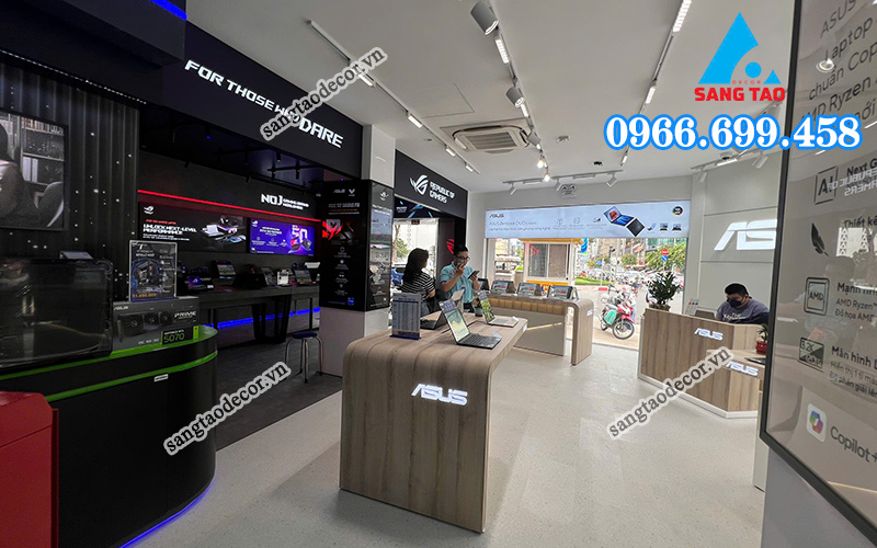 Dự án thi công nội thất showroom công nghệ Phong Vũ tại Quận 3.