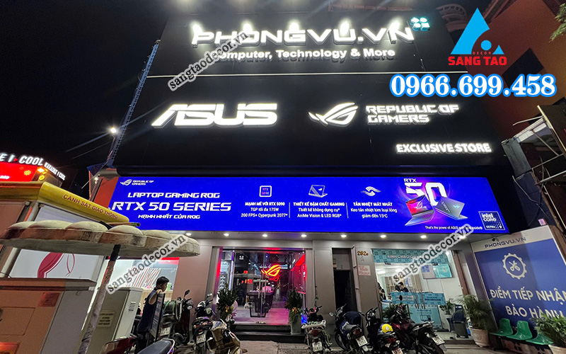 hình ảnh thực tế bảng hiệu showroom Phong Vũ quận 3