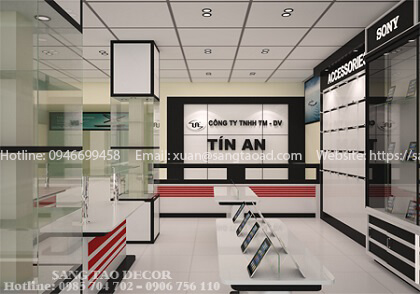 Thiết kế thi công cửa hàng điện thoại Tín AnThiết kế thi công cửa hàng điện thoại Tín An
