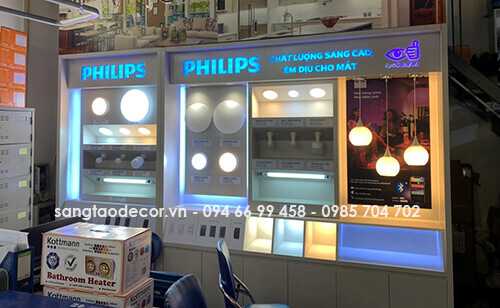 Tủ trưng bày thiết bị đèn điện Philips