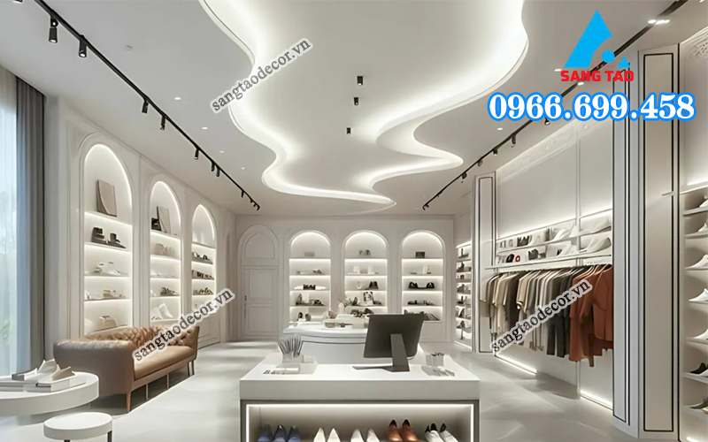 bố trí hệ thống ánh sáng hợp lý trên trần thạch cao showroom