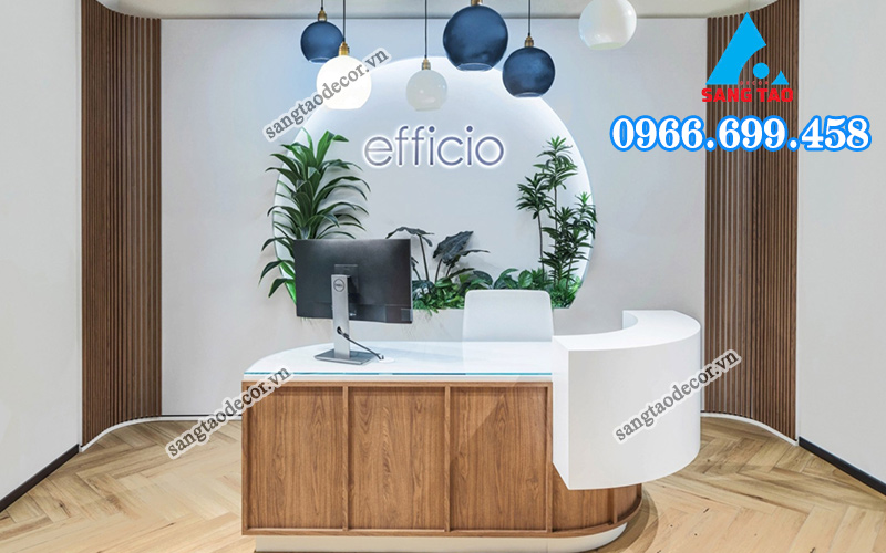 thi công nội thất văn phòng khu vực lễ tân, sảnh chờ